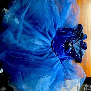 Ballet costume blue velvet with lace and blue and light blue tulle
